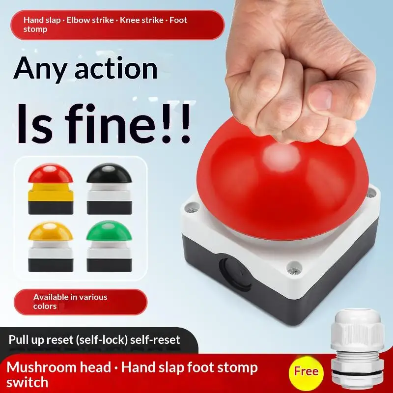 

IP65 Waterproof Emergency Stop Push Button Switch Mushroom Head Self Locking Reset 1NO Foot Hand Control For Industrial Safety
