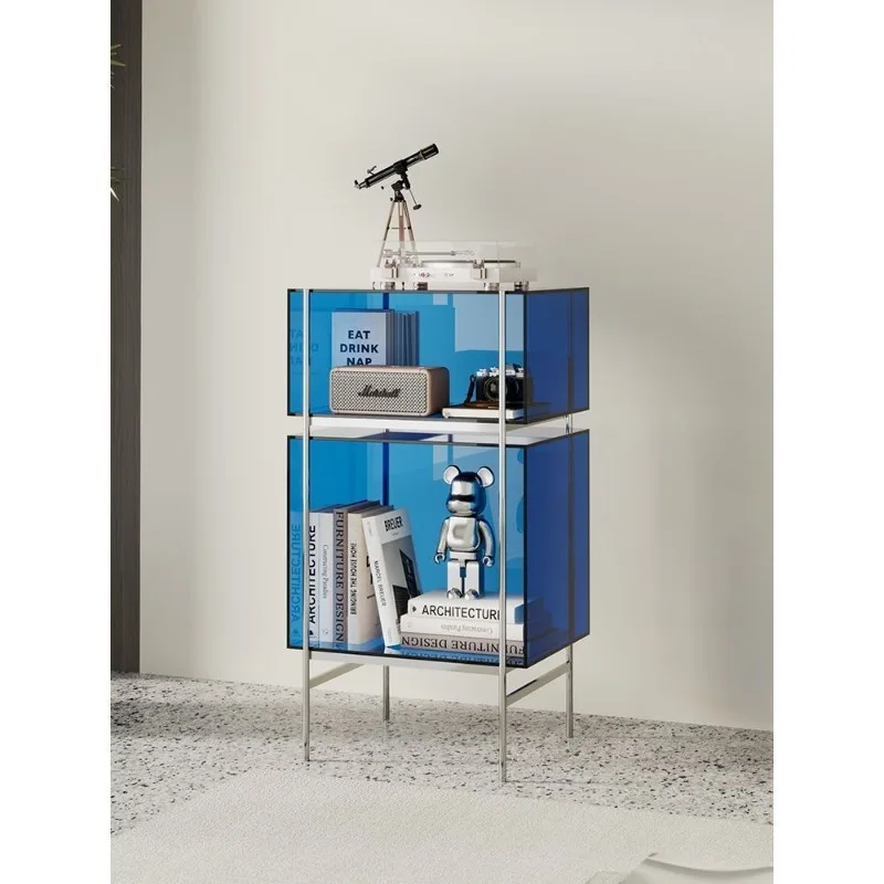 

Simple medieval display cabinet acrylic bookshelf floor-to-ceiling storage living room stainless steel multi-layer bookcase