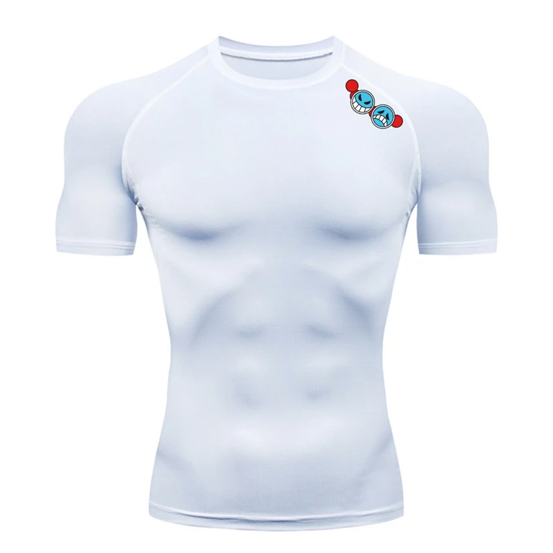 Graphic Compression Shirt for Men Athletic Quick Dry Stretchy Tshirt Tees Tops Gym Workout Running Undershirts Baselayers