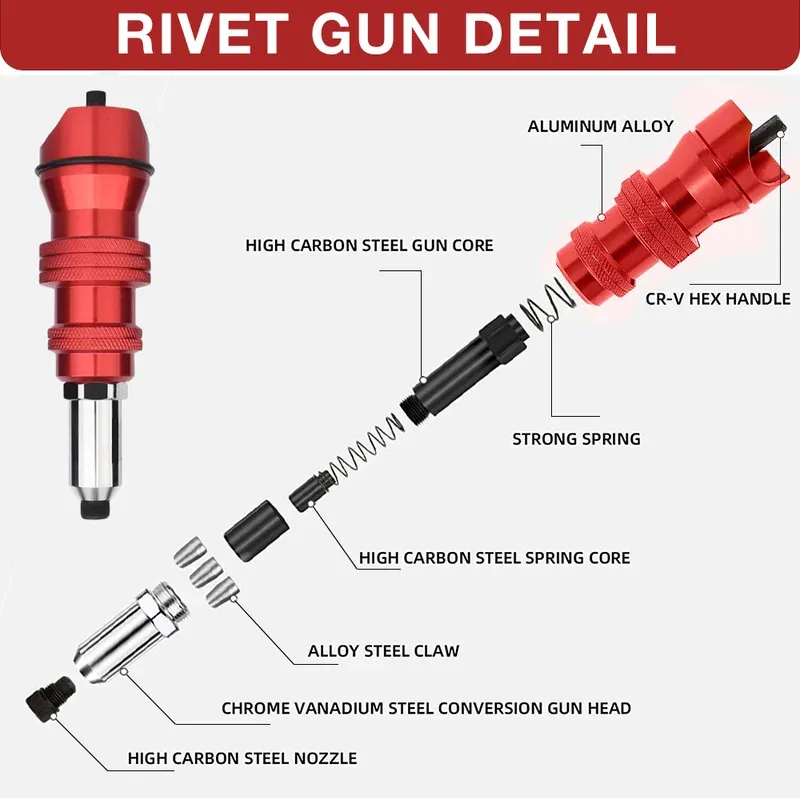 電動リベットガンアダプター-24mm-32mm-40mm-48mm-ホームコアブラインドリベットガン、アルミ合金リベットツール、コードレスリベットガン