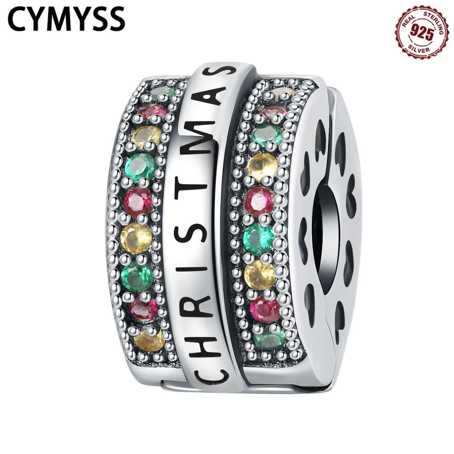 

CYMYSS 2025 New 925 Sterling Silver Colorful Christmas Positioning Clasp Boutique Birthday Party Jewelry Gift Zircon Women Beads