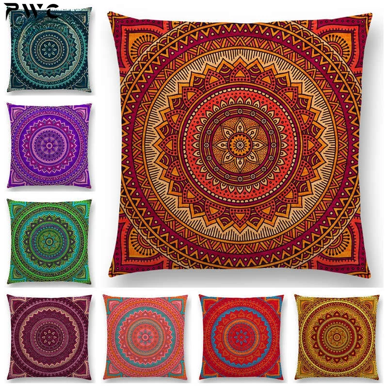 

Hippie Mandala Boho Rainbow Floral Pattern Sun Moon Flower Dream Fantasy Beautiful Cushion Home Decor Sofa Throw Pillow 45*45cm