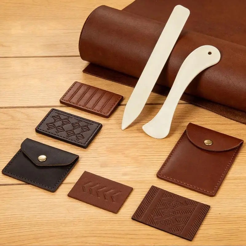 Leather Craft Bone Folder 2Pcs Hand Sewing Tool Scoring Folding Creasing Edges For Leather Paper Plastic Handmade Projects view 5