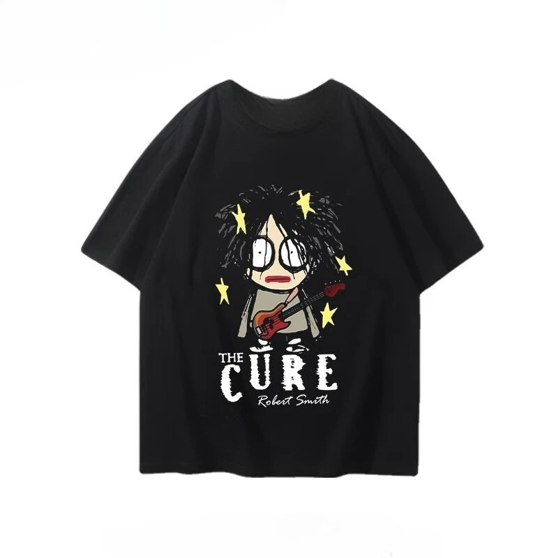 

«Футболка с короткими рукавами с принтом The Cure Treatment/Cure Band Rock — альтернативный летний удобный топ с круглым вырезом в стиле пост-панк»