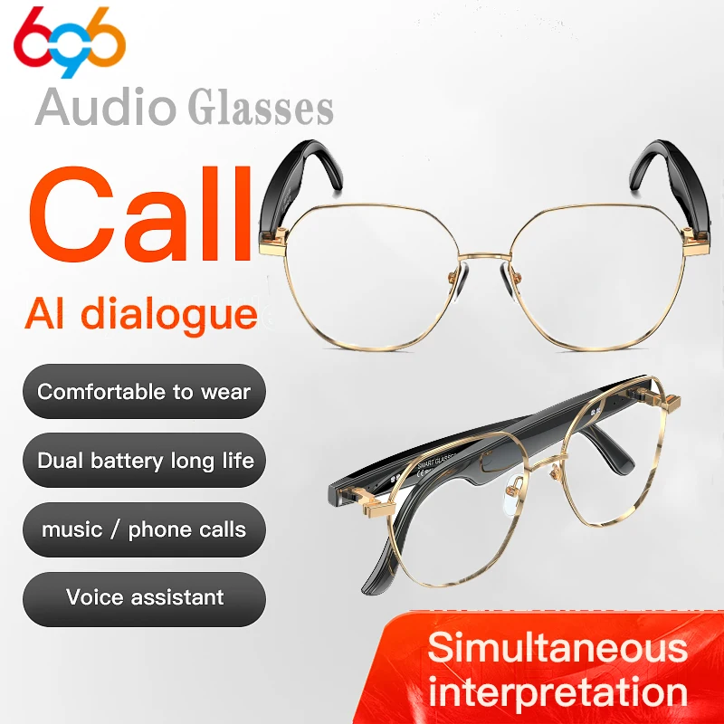 

AI Translation Intelligent Blue Tooth Eyewear Call Waterproof Smart Glasses Voice Assistant Anti Blue-Light Spectacles Men Women