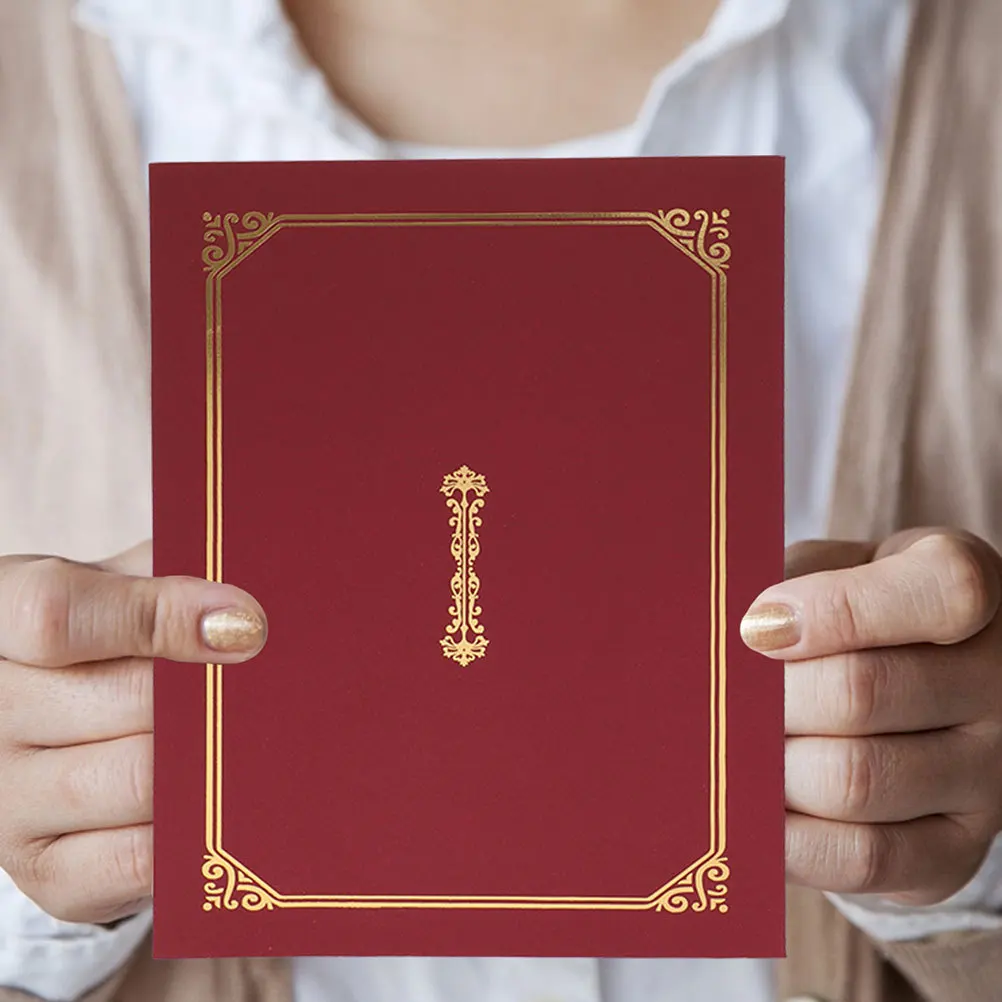 2 Stuks A4 Goud Gestempeld Diploma Houder Vintage Europese Stijl Middelbare School Award Certificaten Brief Sized Enveloppen