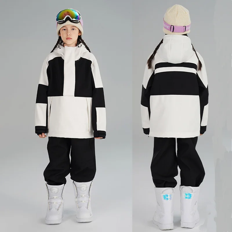 

Winter Outdoor Warm Wear Resistant Boys Girls Hooded Snowboard Clothes Youth Windproof Waterproof Skiing Suit Jacket Pant Sets
