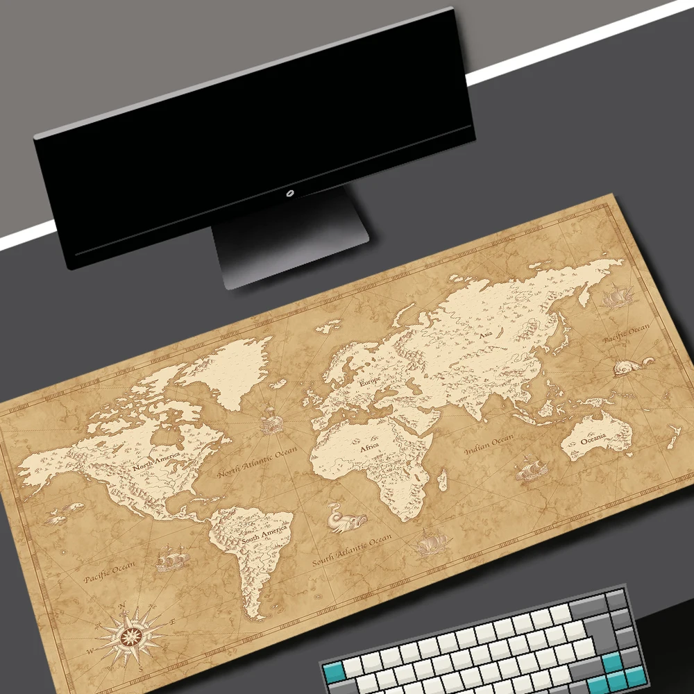 Vintage Map Deskmat,OLD MAP of The World Gaming Mouse Pad Laptop Office Home Mousepad Gamer Keyboard Carpet Computers Mouse Mats