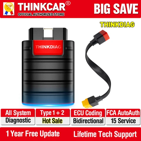 Сканер THINKCAR Thinkdiag OBD2, полное программное обеспечение, 1 год, бесплатная полная система, Bluetooth 16, сброс, считыватель кодов PK AP200 easydiag4
