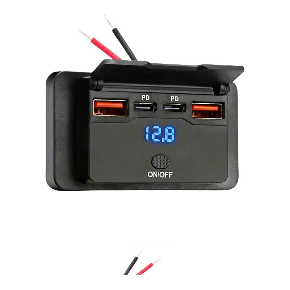 12В USB-розетка для автодома с 4 портами, 108 Вт, двойной PD3.0 и QC3.0, адаптер для быстрой зарядки автомобилей, подходит для нескольких устройств.