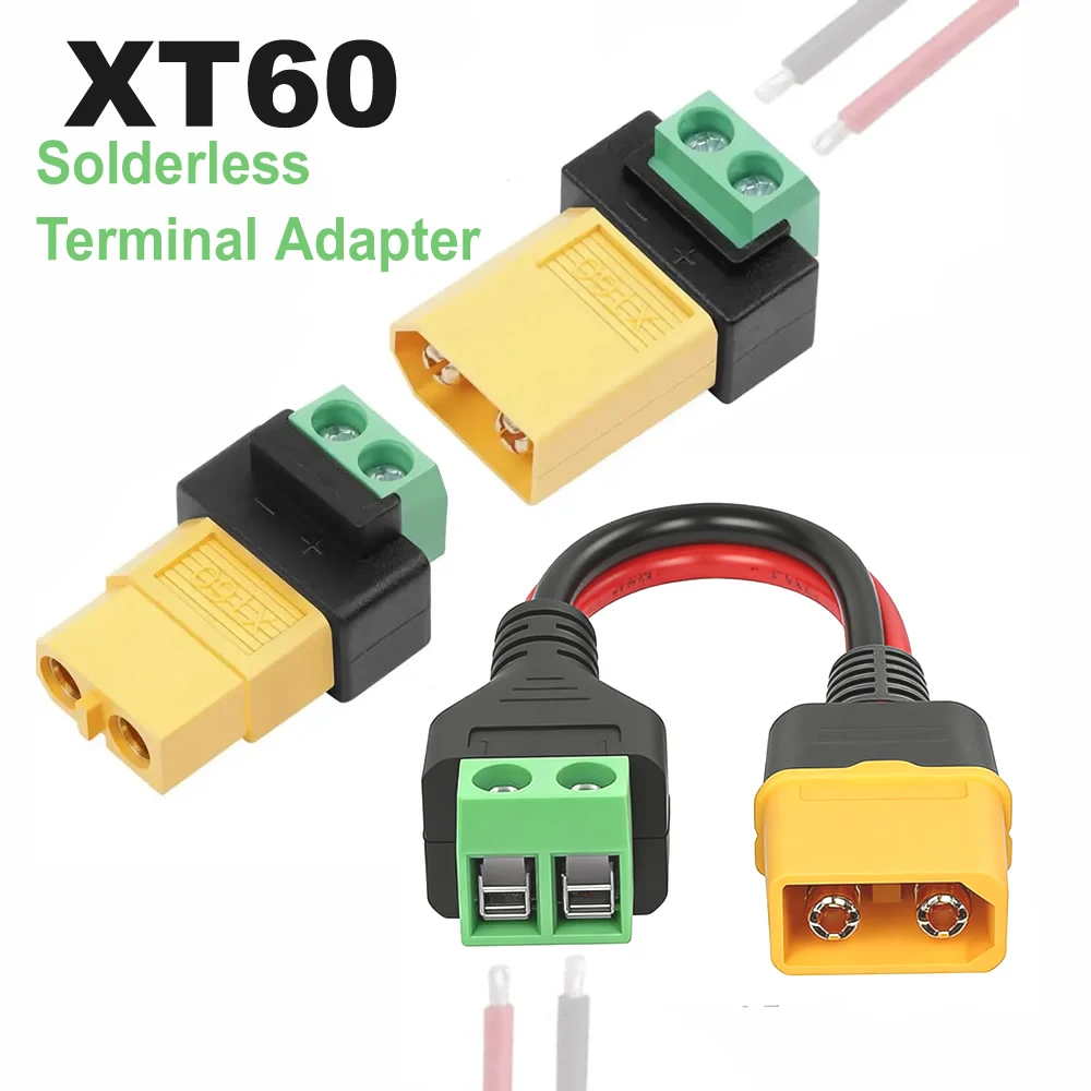 Solderless 2-Pin Terminal XT60 Male Female Charging Adapter for UAV Balance Charger Solar Panel RC Model Drone Aircraft Power Su