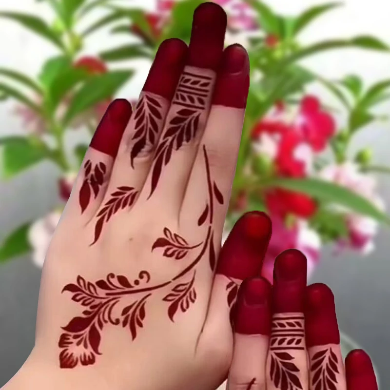 30g Weinrot Schwarz Natürliches Pflanzen-Henna-Pulver mit Werkzeugen Nagelfärben Farbe Langlebiger Glanz für Männer Frauen