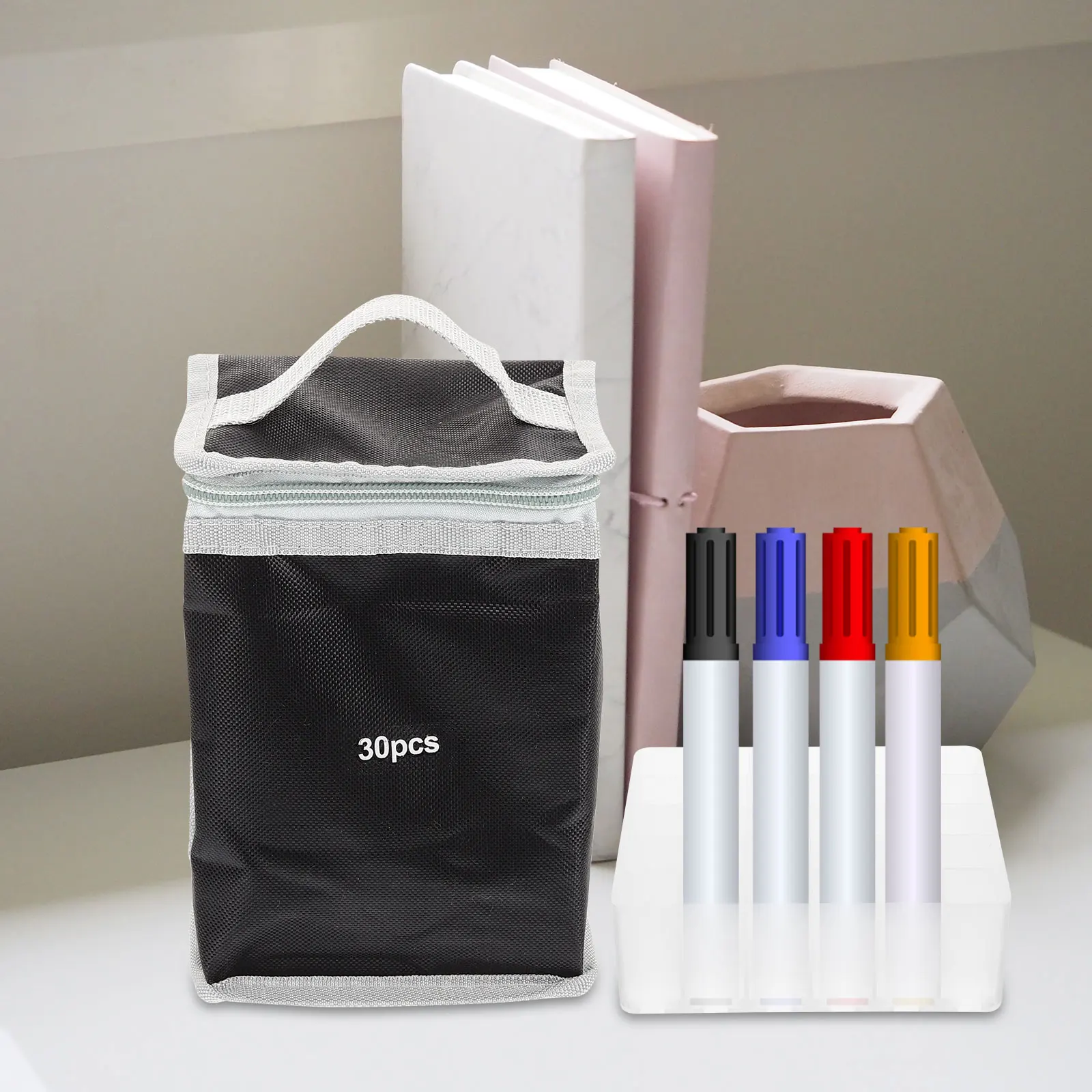 

30 Colors Pen Marker Carrying Case Bag Stable Base Multi function ganizer Large Capacity Pen Case Storage Solution