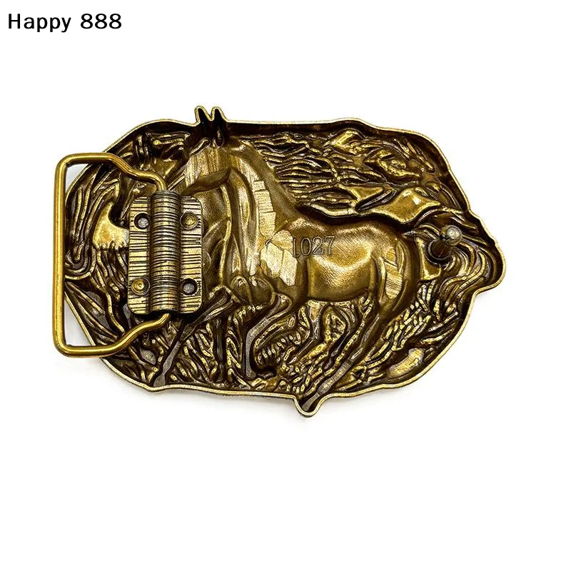 

Металлическая пряжка для ремня Double Horse в ретро-стиле - аксессуар в стиле вестерн с ковбойской веревкой, подходит для обоих полов, с гладкой поверхностью.