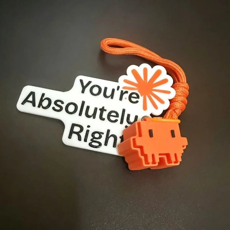 3D Printed Claude Code You're Absolutely Right Keychain Pixel Anime Cosplay Pendant Funny Meme Keyring Bag Accessory