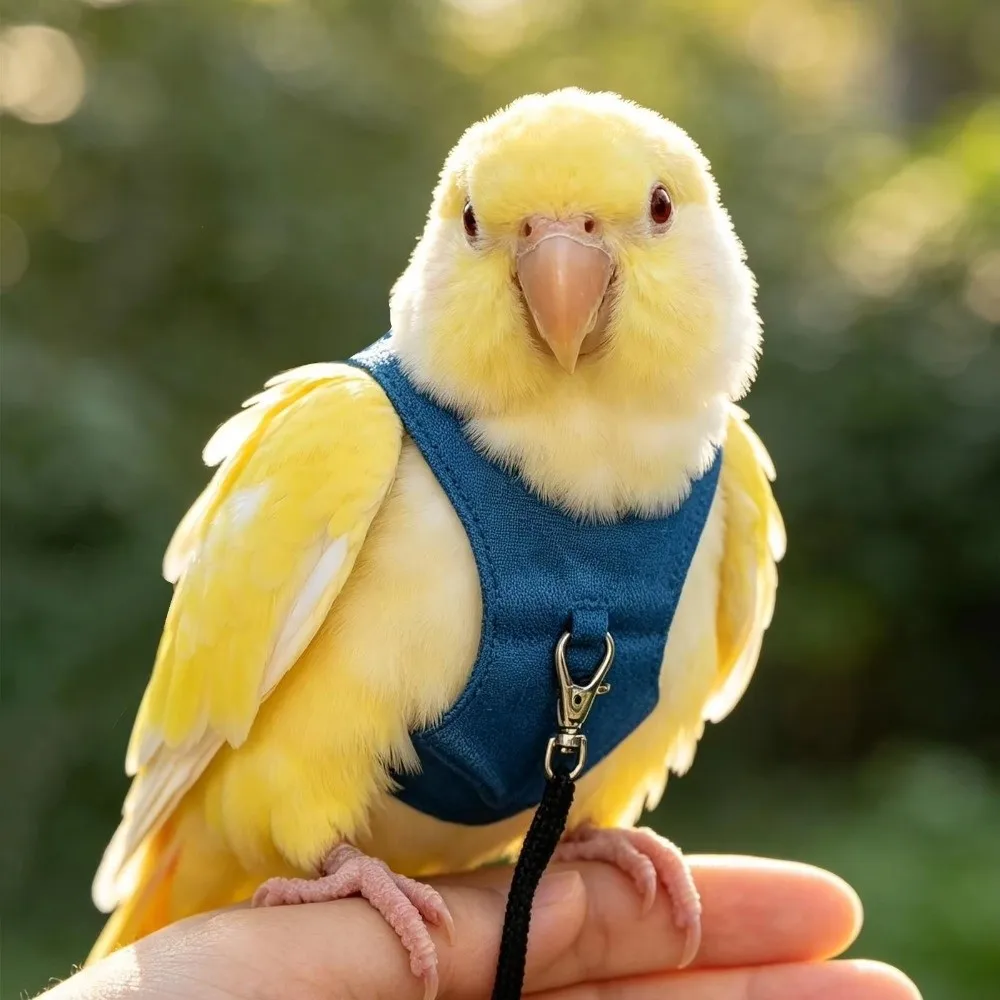 Vogelgeschirr in Sittichgröße, verstellbares Seilmaterial, Flugtrainingsseil, leichte, atmungsaktive Vogelleine für Spaziergänge im Freien – Detail 10