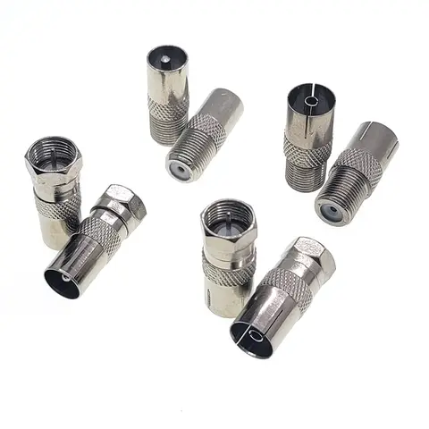 2Pcs F Type Female Plug Male Jack to RF Coax TV Coaxial Antenna Connector Test Converter TV Aerial Adapter