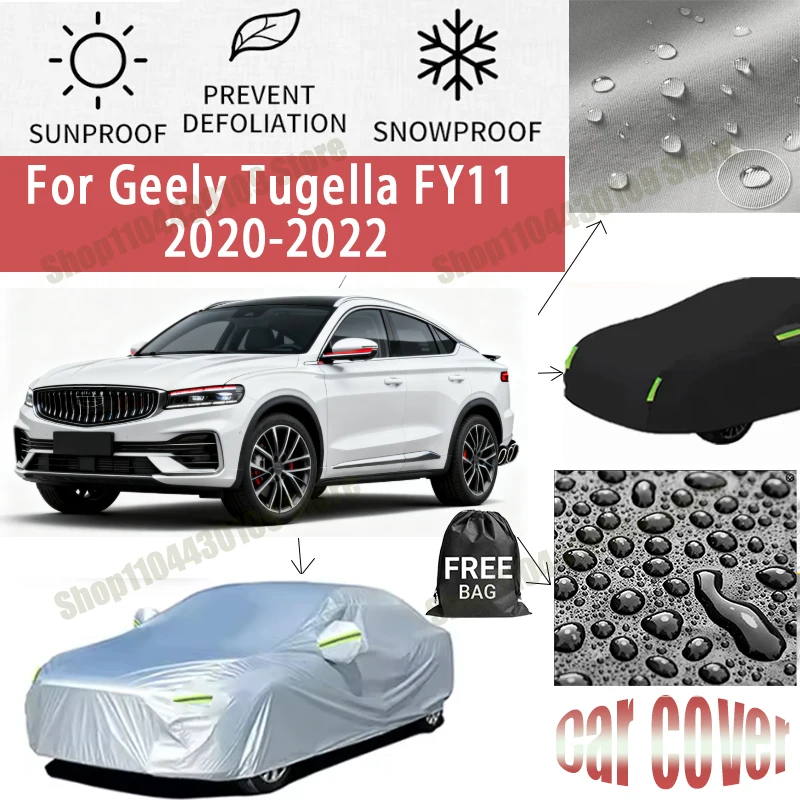 

For Geely Tugella FY11 2020-2022 Car Covers with Reflective Strip Anti Corrosion Sun Rain Snow Wind Protection Dustproof UV