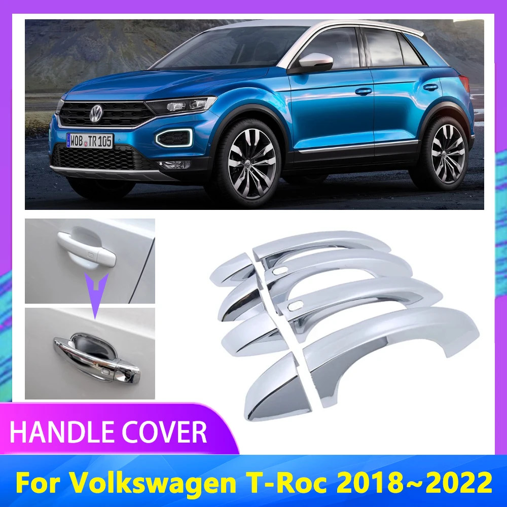 Auto Deurklink Chroom Deksel Voor Vw T-Roc Volkswagen T Roc A11 Ac7 2018 ~ 2022 2021 Geen Roest Abs Plastic Decoratieve Accessoires