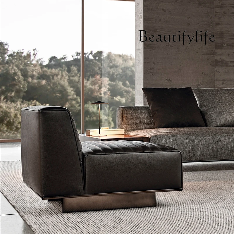 Italian Minimalist Leather Sofa Modern Minimalist Designer Model Living Room High-End Single Leisure Chair