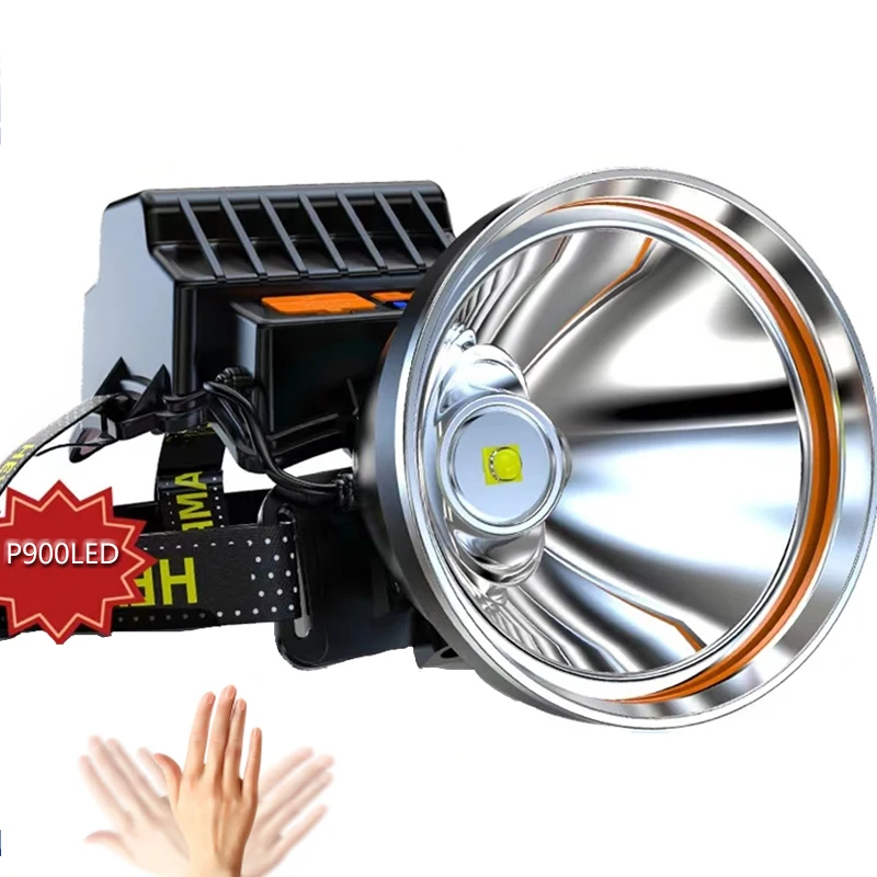 40W Headlamp Rechargeable Motion Sensor Emergency Searching Spotlight & Powerful Battery  for Camping Hunting Running Fishing