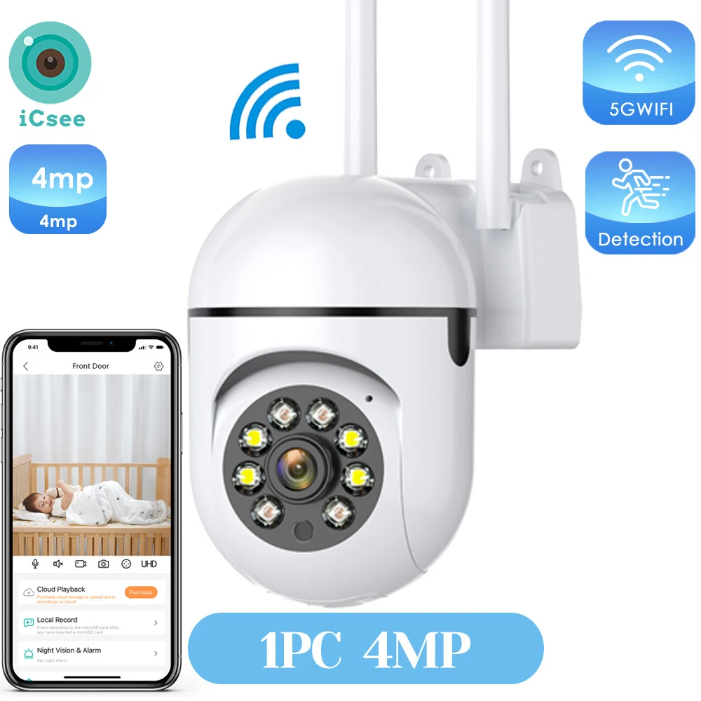 4MP Wifi Camera Buiten 2K HD Beveiliging PTZ IP Camera AI Auto Detect Tracking Indoor Baby Nacht Kleurencamera Surveillance ICSee