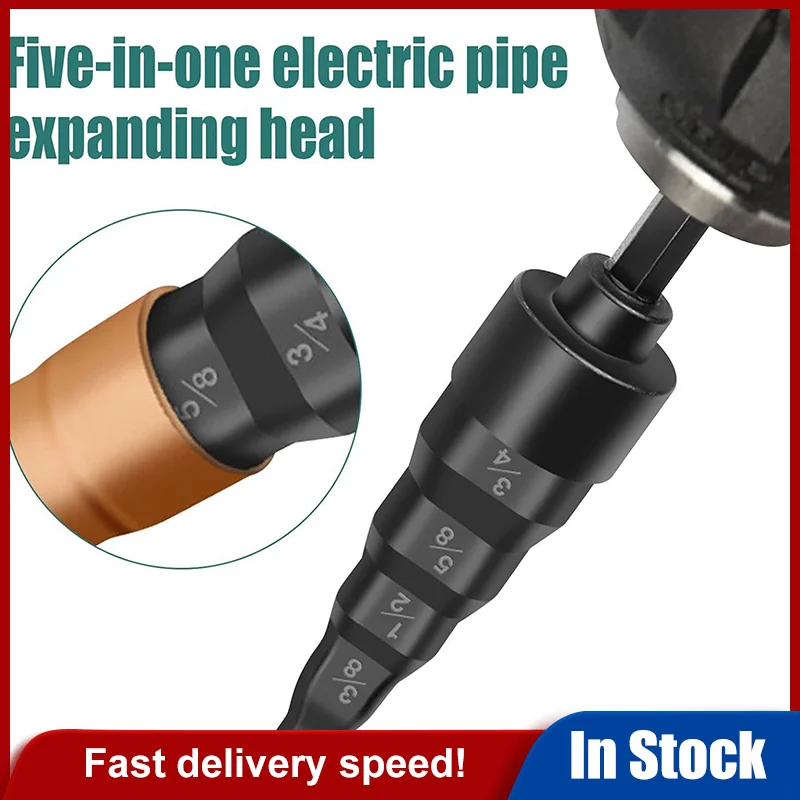 5 In 1 Air Conditioner Copper Pipe Expander Swaging Drill Bit Set Repair Tool Black Carbon Steel Pipe Expander