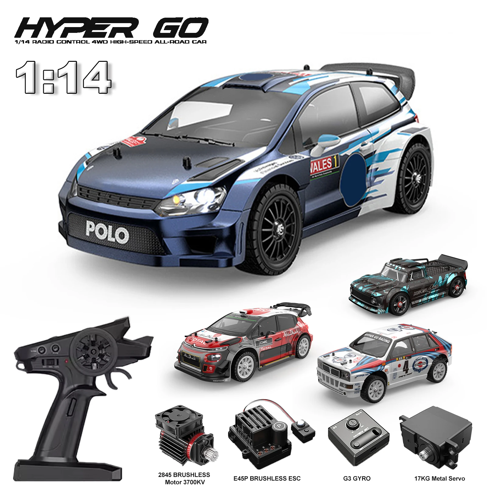 Hyper Go 1/14 RC Car Brushless High Speed 2.4G Remote Control 4WD Off-road Vehicle Model Adults Toys 14301 14302  14303 14304