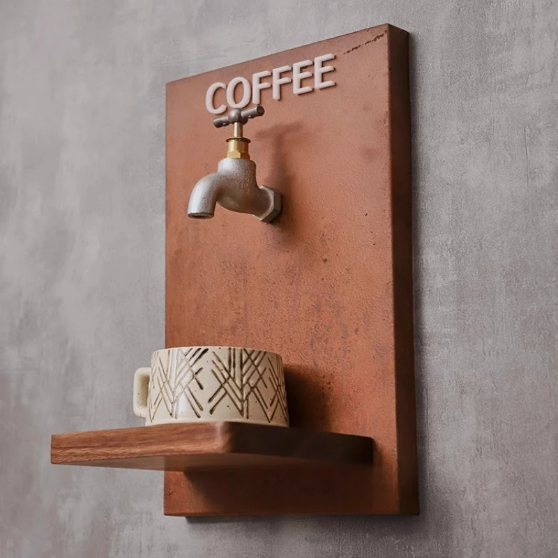 Coffee Shop Plaque Decorative Shelves Industrial Art Cafe Decor Creative Wall Billboard Atmosphere Decoration for Seating Area