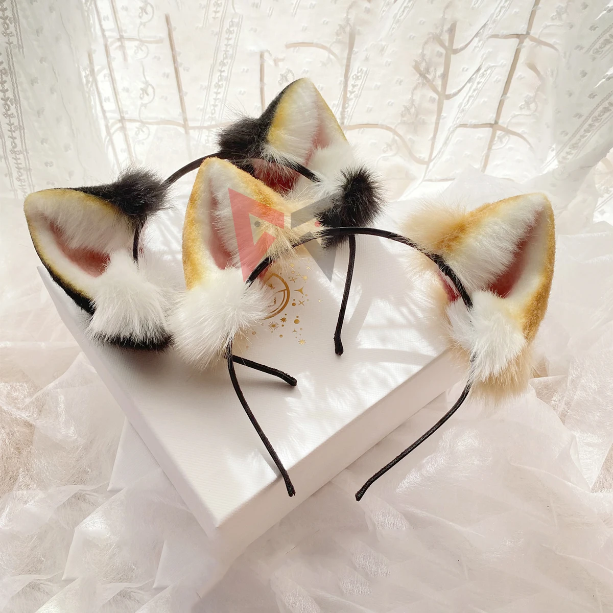 New Shinba Dog Cosplay Animal Ears Hairhoop Black Golden White Headwear Headband Costume Accessories