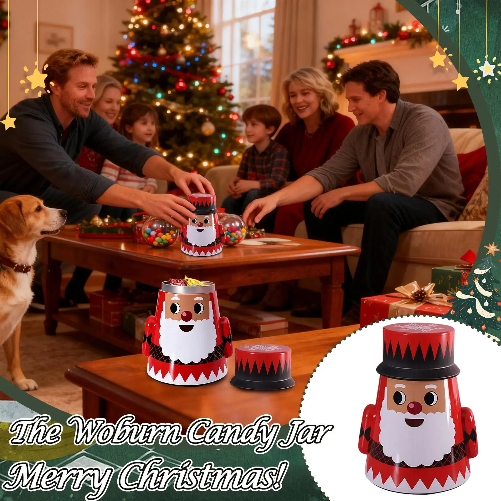 Christmas Candy Jar Airtight Food Storage Container Christmas Decorations Snack Candy Jars For Stocking Stuffers Party Favors
