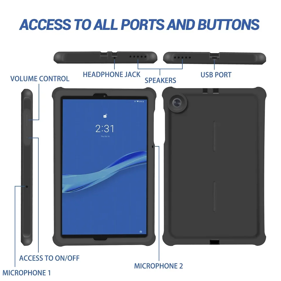 MingShore For Lenovo Tab M10 FHD Plus 10.3 Inch Tablet TB-X606FX Kids Friendly Shockproof Soft Silicone Rugged Case