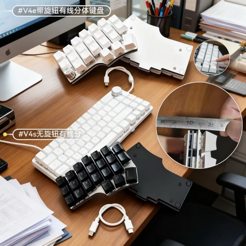 Corne V4 A MX/choc Axis Split Keyboard Kit Custom Fr4 Wired Hotswap  Aluminum Bottom Keyboard Kit Support Ergonomics Vial/Qmk