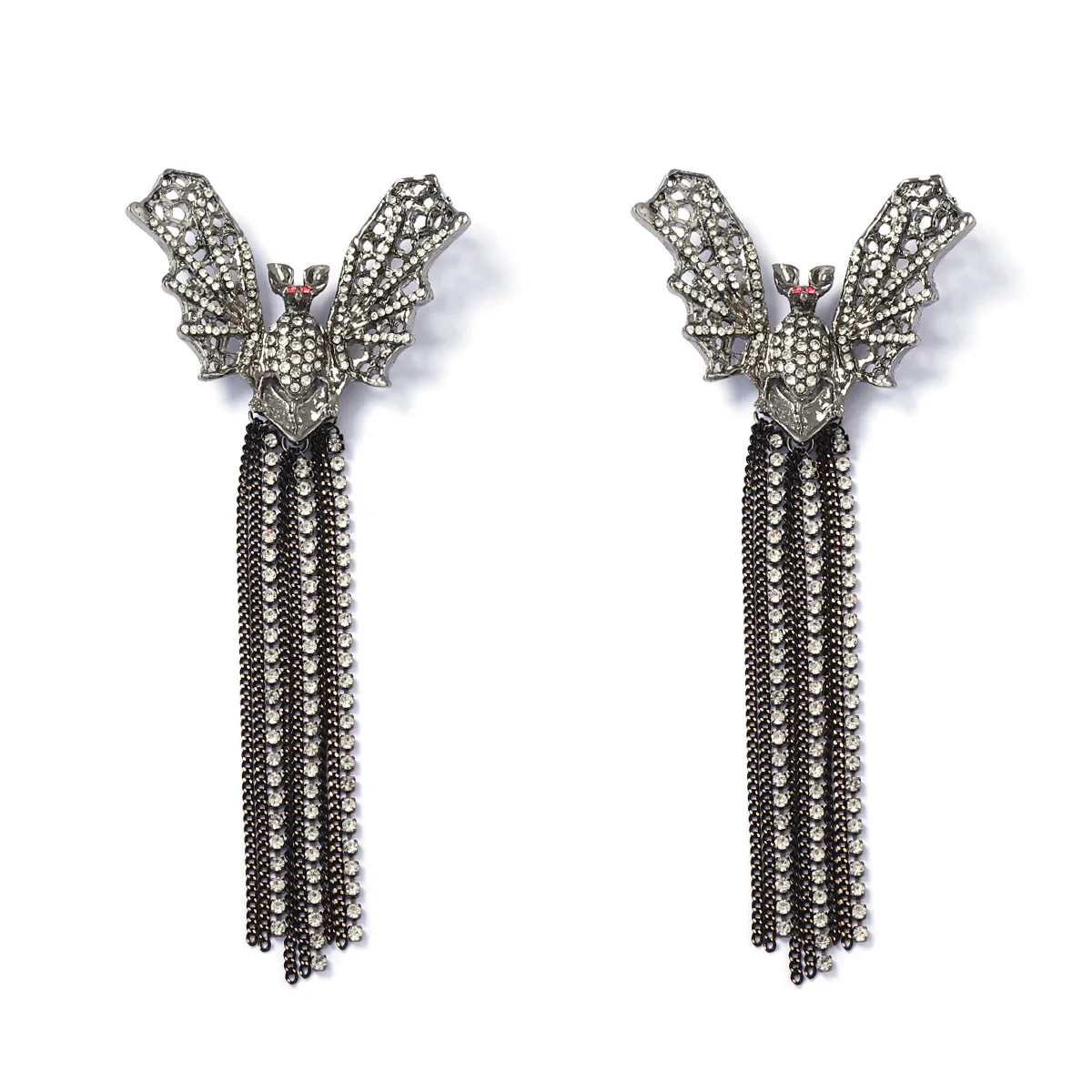 

ZAA Personality Metal Animals Bat Earrings Long Rhinestone Tassels Earrings for Women Holiday Party Jewelry Gifts