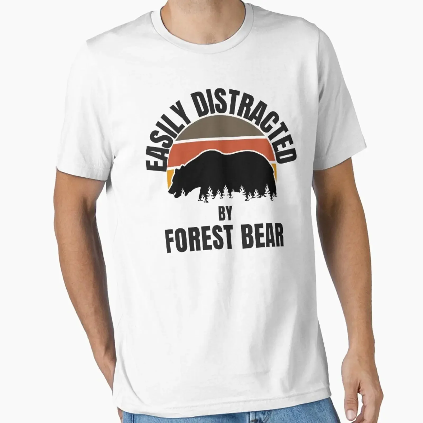 Easily distracted by Forest Bears colourful cute funny retro gift present t shirt designed and sold DesignedBySnip vintage