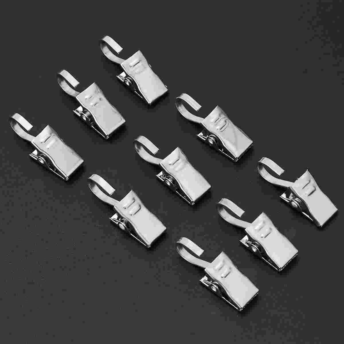 60pcs Stainless Steel Curtain Clips Hooks Thicken Hard Wire Holder Bathroom Bedroom Easy Install Home Decor Shower Photo