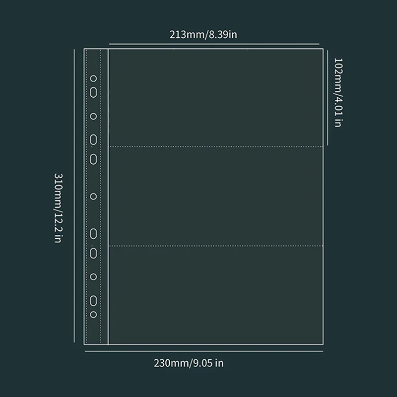 A4 Size Money Holder Binder Inserts – Transparent Note Protection Pages Archival Supplies for Paper Currency, Stamps TMZ