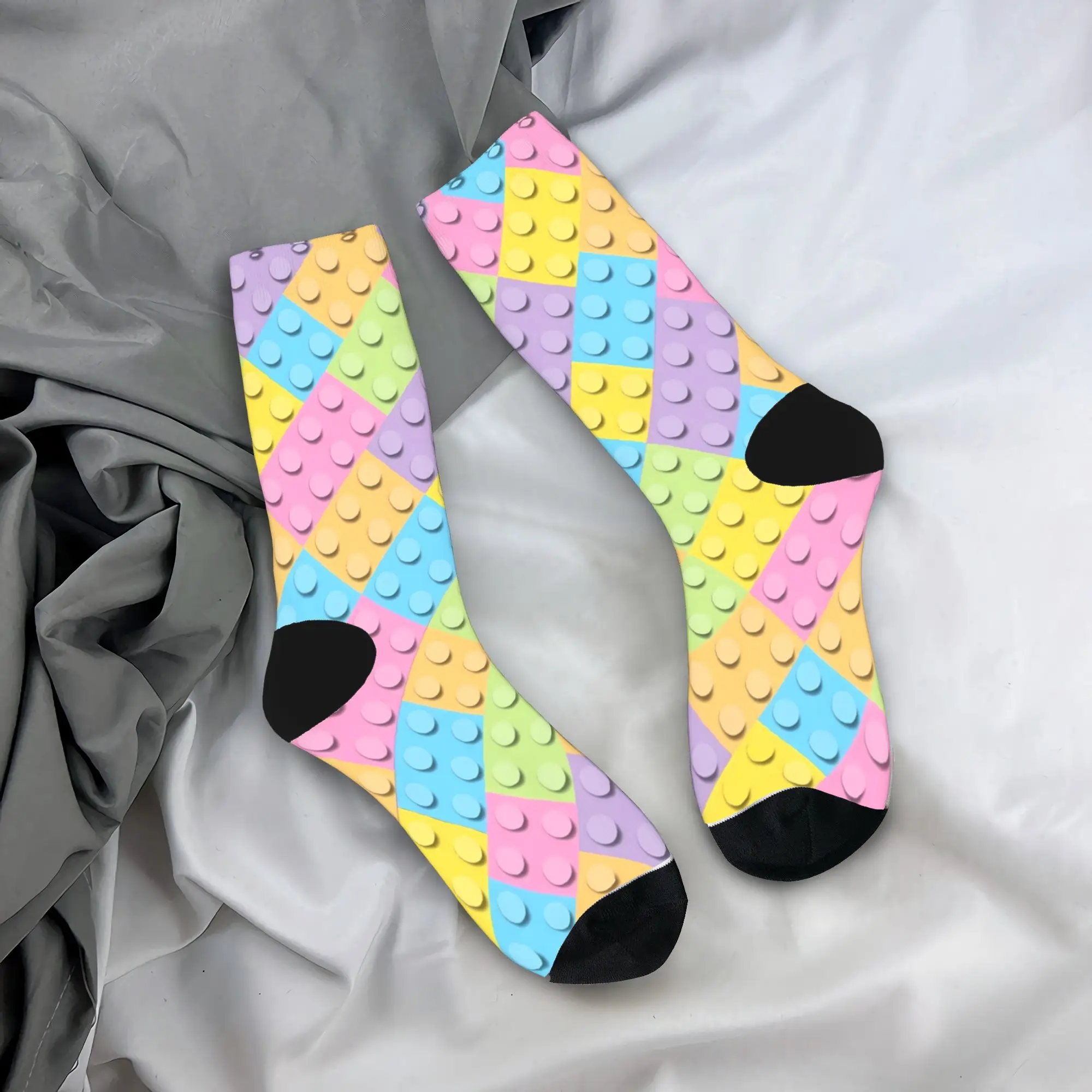 Pastel Diagonal Building Blocks Pattern Stockings Men Socks Soft Breathable Fashion Socks Winter Cycling Non Slip Graphic Socks