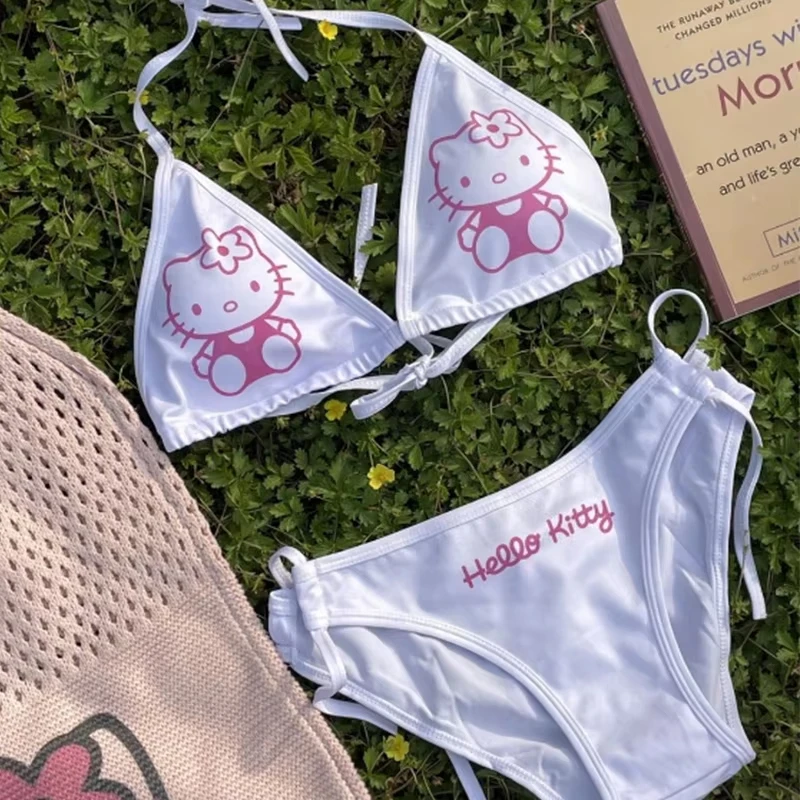 Kawaii Hello Kittys Swimsuit Women Sexy Cute Bikini Set Summer Y2K Girls Split Swimsuit Beach Underwear Lingerie Bathing Suit view 5