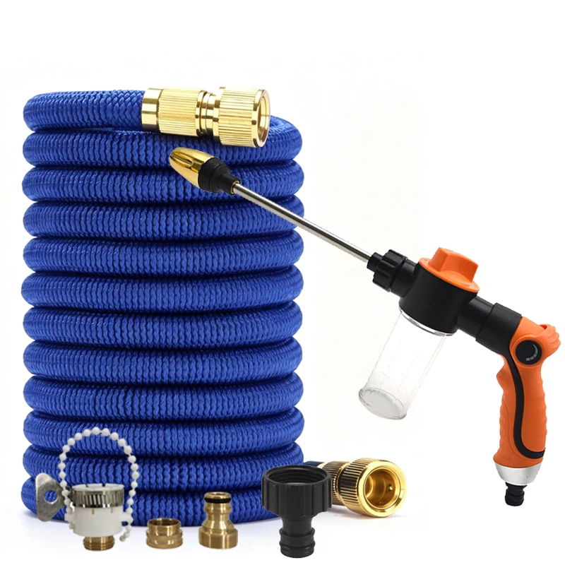 Flexible Expandable Water Pipe, High-Pressure Foam Spray Gun, 1/2 Connector, Telescopic Garden Hose For Car Washing Irrigation