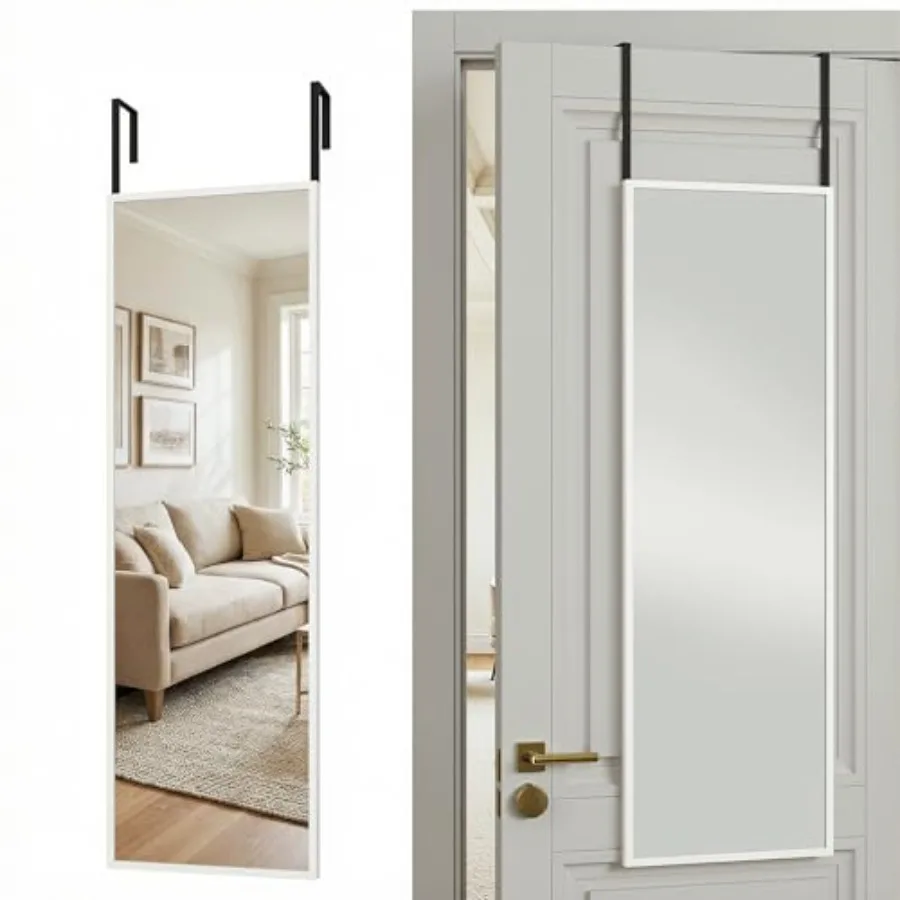 

47''x 14'' Full Length Mirror Over Door 3-in-1 Standing Leaning Wall Mounted Adjustable Hanging Mirror for Bedroom Living Room