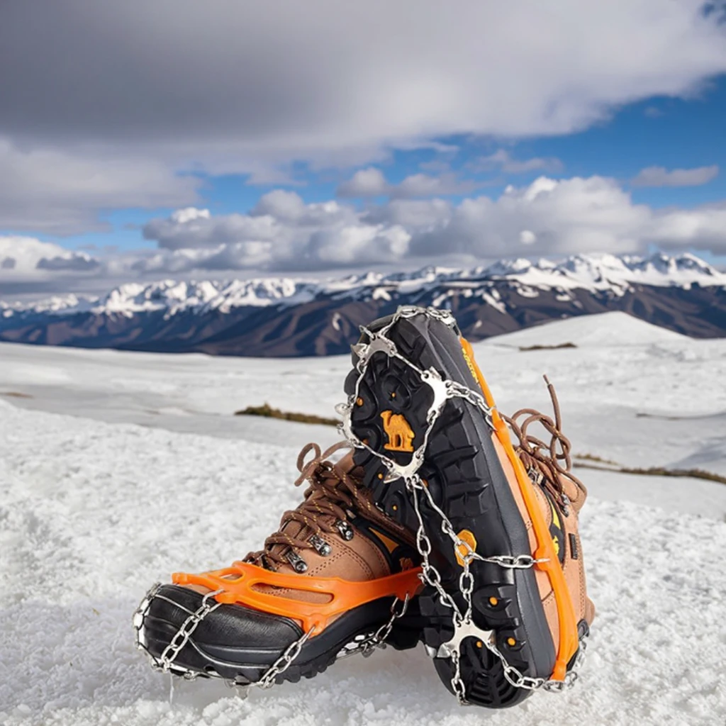 

Портативные противоскользящие шипы для льда и снега из нержавеющей стали на 19 зубьев, с чехлом-лопатой, для альпинизма, в упаковке