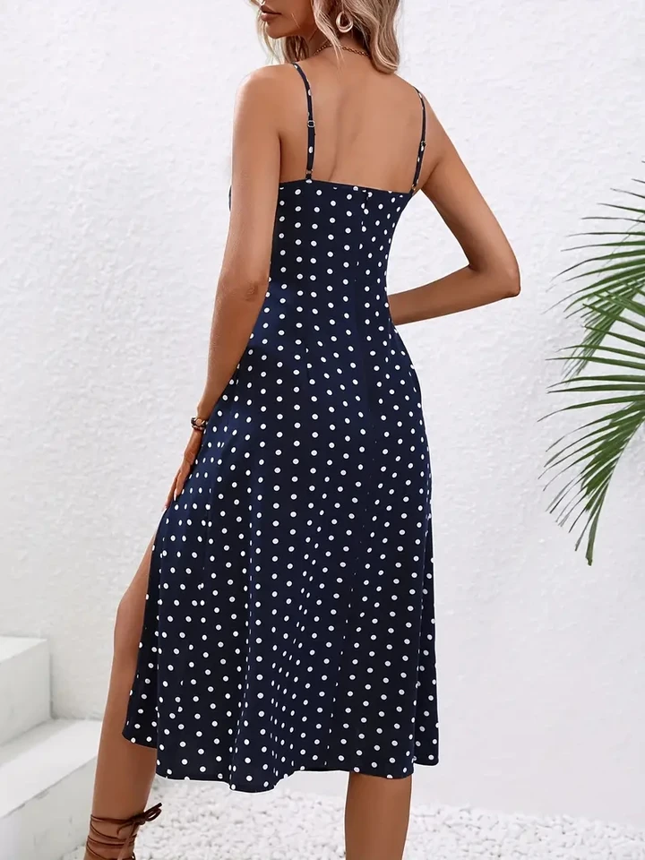 Vestido de Verano Boho para Mujer 2024 con Estampado Floral, Tirantes Finos, Escote Cuadrado y Abertura Lateral Elegante 4