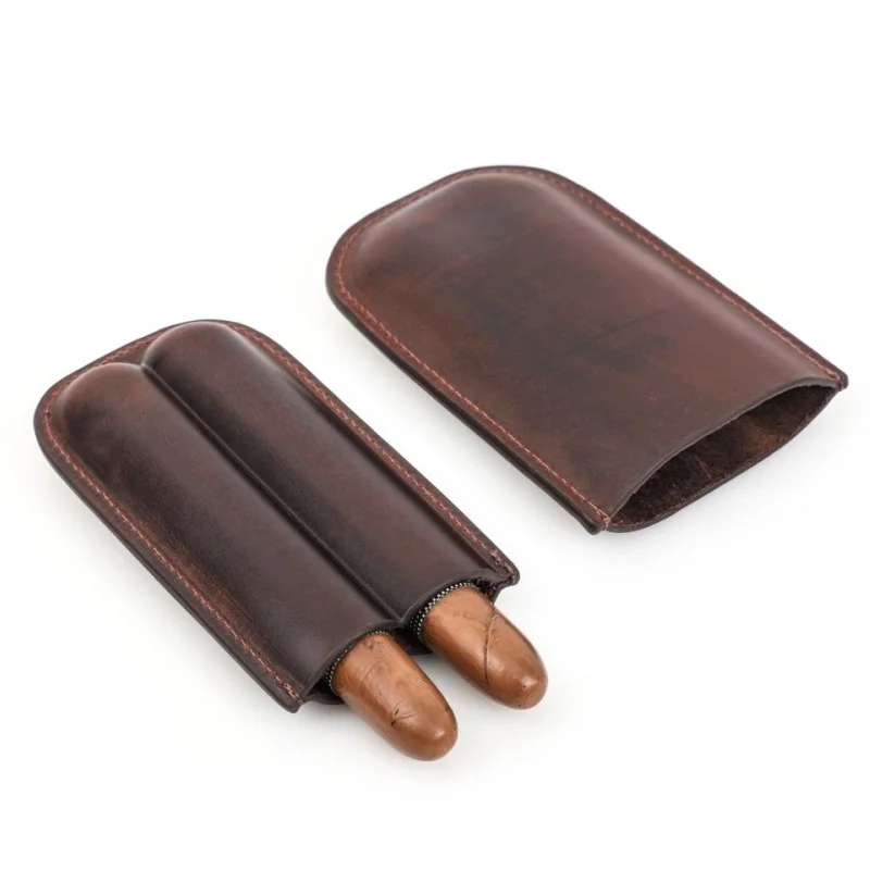 

Portable Genuine Leather Cigar Humidor Box for Travel - Multiple Cigars Storage Case Gift for Men And Fathers