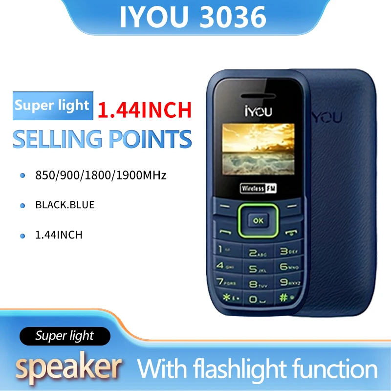 IYOU 3036 Dual SIM Phone | FM Radio Flashlight | 1000mAh Battery | Emergency Backup Machine Student Children's Mini Phone