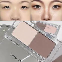 Two-tone 3D Nose Shadow Highlighter Palette 2 in 1 Matte Brighten Contouring Powder Grey Brown Eyebrow Powder High Gloss Makeup