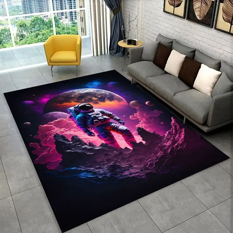 Cartoon Astronaut Spaceman Planet Large Area Rug Non-slip Carpet for Bedroom Living Room Sofa Doormat Home Decor Floor Mat Gift