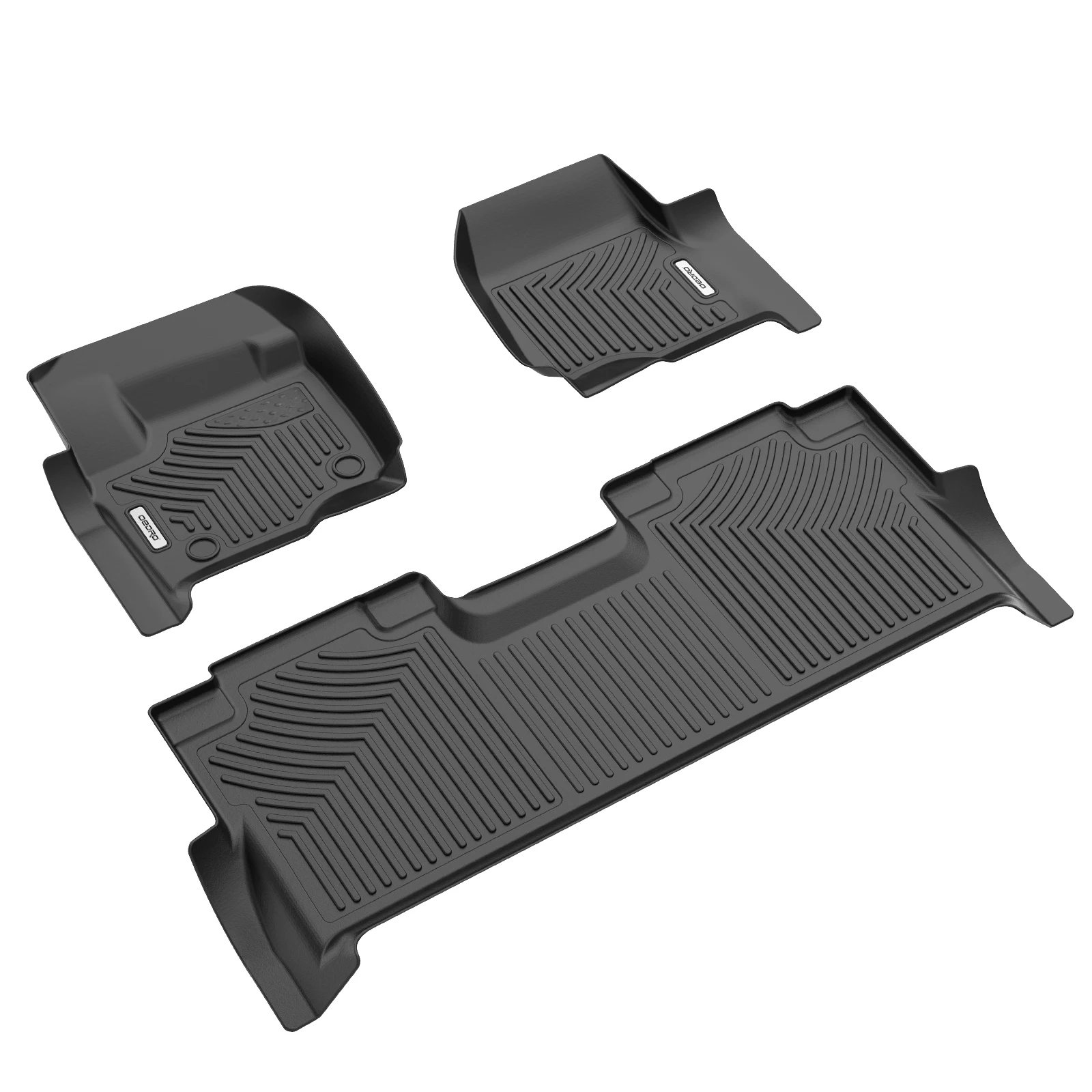 TPE Rubber Floor Mats Set for 2017-2022 Ford F-250/350/450/550 Super Duty Crew Cab, All-Weather 3-Piece