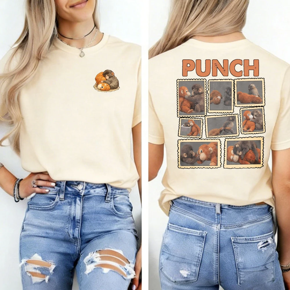 Punch Monkey Graphic T-Shirt Unisex Soft Cotton Casual Streetwear Black Printed Tees for Men Women Gift Idea T Shirt Women