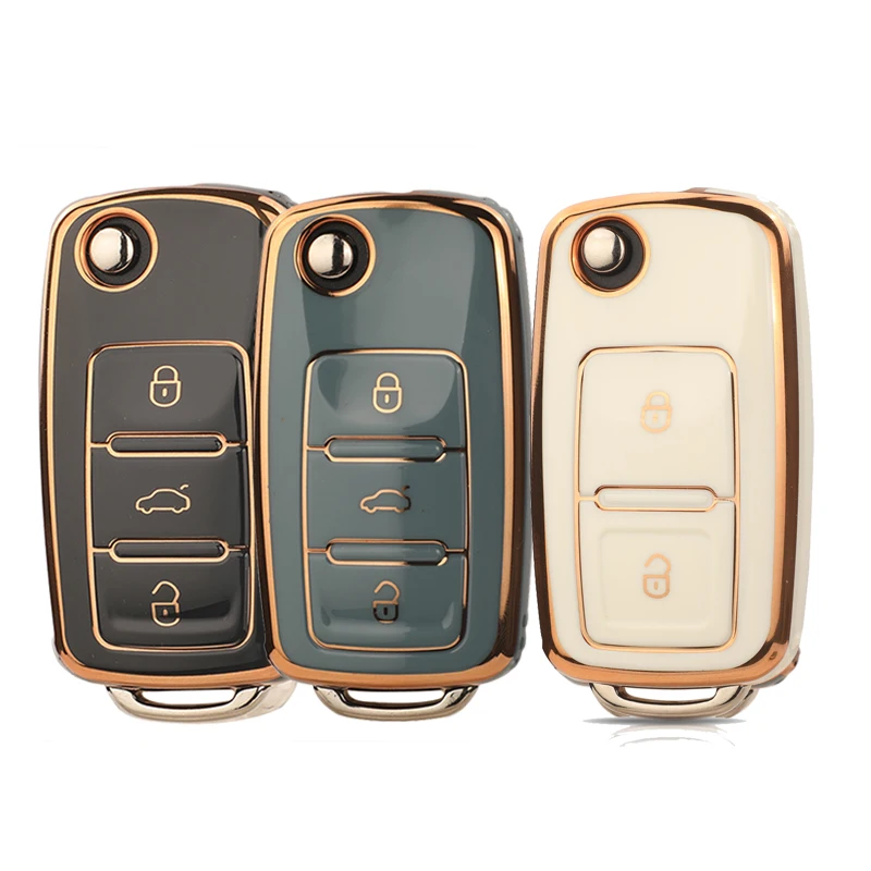 

jingyuqin Car Key Fob Case Cover For Volkswagen Sagitar/Polo/Golf/Bora/Tiguan/TOUAREG/Phaeton/SEAT/Skoda Key Fob Cover